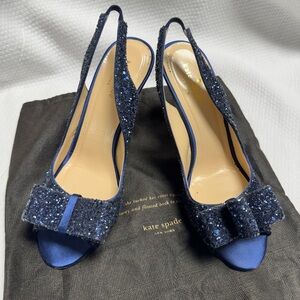 Kate Spade Blue Sparkle Heels with Bow